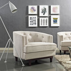 Modway Coast Upholstered Fabric Armchair - Beige-Non-Marking Foot Caps