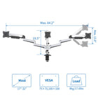ShoppingAll Adjustable Triple Gas Spring Monitor Mount Desk Stand for 15"-32" Monitors - White-8