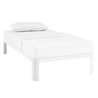 Modway Corinne Twin Bed Frame - White-Slatted Poplar Wood Support System
