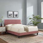 Modway Leah Chevron Tufted Performance Velvet King Platform Bed - Dusty Rose-Stain-Resistant Performance Velvet