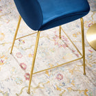 Modway Scoop Gold Stainless Steel Leg Performance Velvet Counter Stool - Navy-Stain Resistant Fabric
