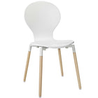 Modway Path Dining Wood Side Chair - White-Solid Beech Wood Legs