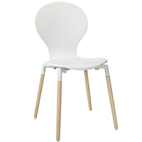 Modway Path Dining Wood Side Chair - White-Solid Beech Wood Legs