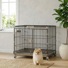 PawHut Dog Crate on Wheels - 24" - Metal-Top opening and sliding front door allow for easy access and interaction
