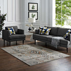 Modway Jenica Distressed Moroccan Tribal Abstract Diamond Area Rug - 5 ft W x 8 ft L - Silver Blue Beige/Brown-Tight Low Pile Weave