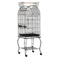 PawHut 60" H Large Bird Cage with Openable Top and Storage Shelf - Black-Suitable for sun conure, cockatiels and other similar-sized birds 