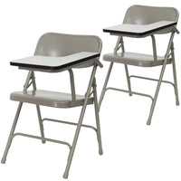 Flash Furniture Premium Steel Folding Chair, Left Handed Tablet Arm, Beige, 2 Pack-Set of 2 Tablet Arm Chairs