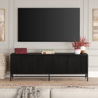 Hudson&Canal Montello TV Stand for TV's up to 78" - Black Grain-Constructed of sturdy steel and MDF materials in a handcrafted black grain finish