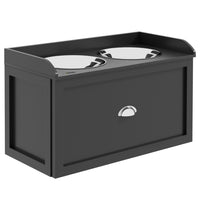 PawHut Large Elevated Dog Bowl Stand with Bowl and Storage - Black-Includes two removable stainless steel bowls for food and water, allowing for easy cleaning