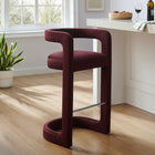Modway Winslow Performance Velvet Bar Stool - Mulberry-Stain-Resistant Upholstery