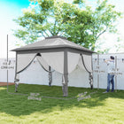 Outsunny 11 ft W x 11 ft L Pop-Up Gazebo with Double Roof Carrying Bag - Light Grey-With breathable mesh curtains and a top, pesky-winged intruders will be kept at bay