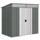 Outsunny Outdoor Storage Shed with Foundation Kit - 6.5' x 4' - Light Grey-Works as a metal bike shed, a tool shed, a generator shed, or a lawn mower storage
