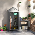 Outsunny Outdoor Wood Garden Storage Cabinet with Shelves - Light Grey-Adjustable shelf in small cabinet customizes storage needs 