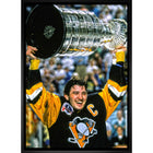 Mario Lemieux Pittsburgh Penguins Raising Cup - Framed Canvas - 22" x 31"-Premium canvas print with gallery-wrapped edges