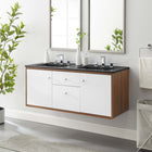 Modway Transmit 48" Wall-Mount Bathroom Vanity - Walnut/Black-Wall-Mount Design