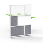Luxor Modular Wall Extension with Whiteboard - 53" W x 70" H - Segmented Grey Frame, Frosted Acrylic, Cool Grey PET-Creates semi permanent privacy in shared spaces