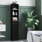 HOMCOM Tall Bathroom Linen Tower Cabinet with Adjustable Shelves - Black-Great for your bathroom, living-room or office