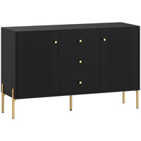 HOMCOM Modern 47.2" L Sideboard Buffet Cabinet with Storage - Black-Features three drawers and two cabinets, keeping your home neat and organized