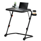 Homy Casa Adjustable Height Folding Table with Tilting Top and Cup Holder - Black-4 height adjustment levels for flexible use