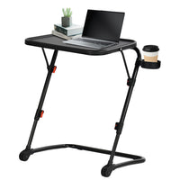 Homy Casa Adjustable Height Folding Table with Tilting Top and Cup Holder - Black-4 height adjustment levels for flexible use