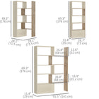 HOMCOM Corner Bookcase, Space Saving Room Divider for Home Office - Oak-Color: White, Oak 