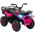 Qaba 12V Battery Powered Kids Electric Vehicle with 4 Spring Suspension Wheels - Pink-Four treaded wheels with suspension ensure smooth rides on varied terrains 