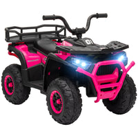 Qaba 12V Battery Powered Kids Electric Vehicle with 4 Spring Suspension Wheels - Pink-Four treaded wheels with suspension ensure smooth rides on varied terrains 