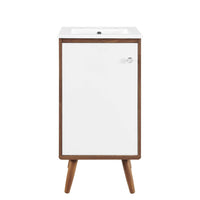 Modway Transmit 18" Bathroom Vanity - Walnut/White-Mid-Century Modern Vanity