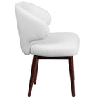 Flash Furniture Comfort Back Series Leather Side Reception Chair with Walnut Legs - White-White LeatherSoft Upholstery