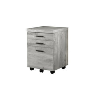Monarch Specialties 7401 3-Drawer Filing Cabinet - Grey Reclaimed Wood-The smoothest rustic wood-look finish combined with black colored drawer handles makes for the perfect combination of styles