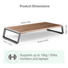 ShoppingAll Premium Ergonomic Monitor Stand Riser - Walnut-Made of MDF platform and aluminum feet with silicone pads, this beautifully functional monitor stand riser is a balance between design and mechanics.