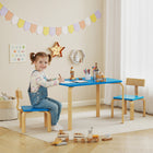 Qaba Kids Table & 2 Chair Set, Toddler Table & Chairs, Children Multi-Activity Furniture Set for Playing - Blue-Designed for kids 3-8, fosters independence and creativity
