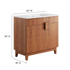 Modway Miles 36" Bathroom Vanity - White/Walnut-Hinged Doors