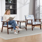 HOMCOM Modern Accent Chair with Cushioned Seat - Wood Legs for Bedroom - Multicolour - 2 Pack-Breathable linen-feel fabric resists wrinkles and deformation 
