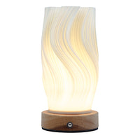 Xtricity Fractal Wave Portable LED Touch Night Light-3D printed lampshade with wooden base for a modern decorative look