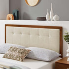 Modway Draper Tufted Fabric and Wood Full Headboard - Walnut Beige-Rubberwood and MDF Veneer