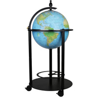 Replogle Bar Globe 16" Blue Ocean Illuminated Desk Globe - English-Educational topographical/political 2 way map and functional storage make this very attractive addition for your home/office