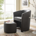 Modway Divulge Armchair and Ottoman - Grey-Foam padded faux leather