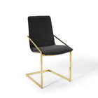 Modway Pitch Performance Velvet Dining Armchair - Gold/Black-Modern Dining Chair