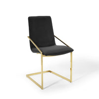 Modway Pitch Performance Velvet Dining Armchair - Gold/Black-Modern Dining Chair