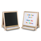 Crestline Magnetic Table Top Easel White Dry Erase/Black Chalkboard - 19.5" H x 18" W-For best results, prime the chalkboard surface by rubbing the entire surface with the side of a chalk stick, then erase completely.