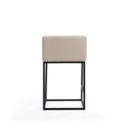 Manhattan Comfort Embassy 20.5" Mid-Century Modern Faux Leather Upholstered Counter Stool - Cream and Black-Includes Footrest Base