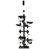 PawHut 94" - 102" Floor-To-Ceiling Huge Cat Tree Tower - White-Adjustable height (94.5" to 102.4") for safety 
