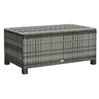 Outsunny Rattan Coffee Table with Tempered Glass Top Outdoor Garden Patio - Grey-Great for indoor or outdoor use as a coffee table