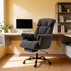 HOMCOM Executive Reclining Office Chair with Footrest and Folding Back - Dark Grey-360° smooth swivel, silent PU wheels glide quietly on any floor