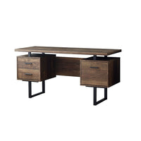Monarch Specialties 7416 60" Computer Desk - Brown Reclaimed Wood/Black Metal-A stylish and contemporary 60"l computer desk with closed storage to create a functional workspace in your home office.