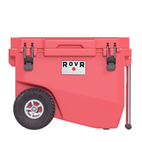 RovR RollR 60 Quart Wheeled Hard Cooler with Tow Handle - Coral-RollR 9’’ All-Terrain inflatable tires effortlessly glide over tough sand, dirt and grass