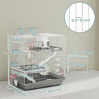 PawHut 3-Tier Portable Gerbil Cage with Tunnel - Grey-0.4" (1 cm) wire spacing keeps your hamster safe while ensuring airflow in the cage  
