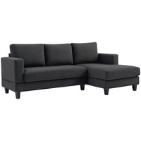 HOMCOM L Shape Sofa with Chaise Lounge - Charcoal Grey-A three-seater corner sofa combining a two-seater and a chaise is great for small spaces