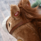 Qaba Kids Plush Rocking Horse with Sounds and Wooden Rockers - Brown-Soft, huggable plush body with comfortable padded seat for those long joy 